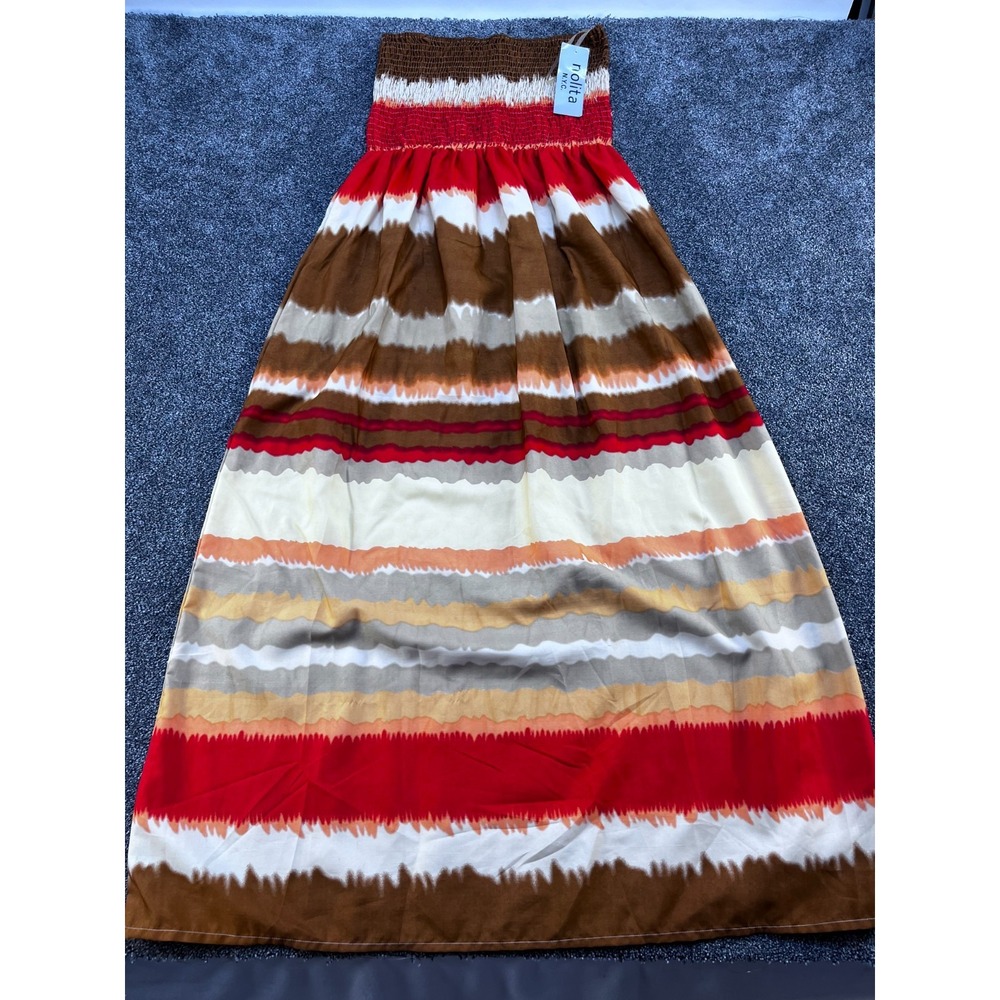 Nolita‎ N.Y.C. Boho Cotton Waist Elastic Long Multi-Color  Skirt Size Large NEW